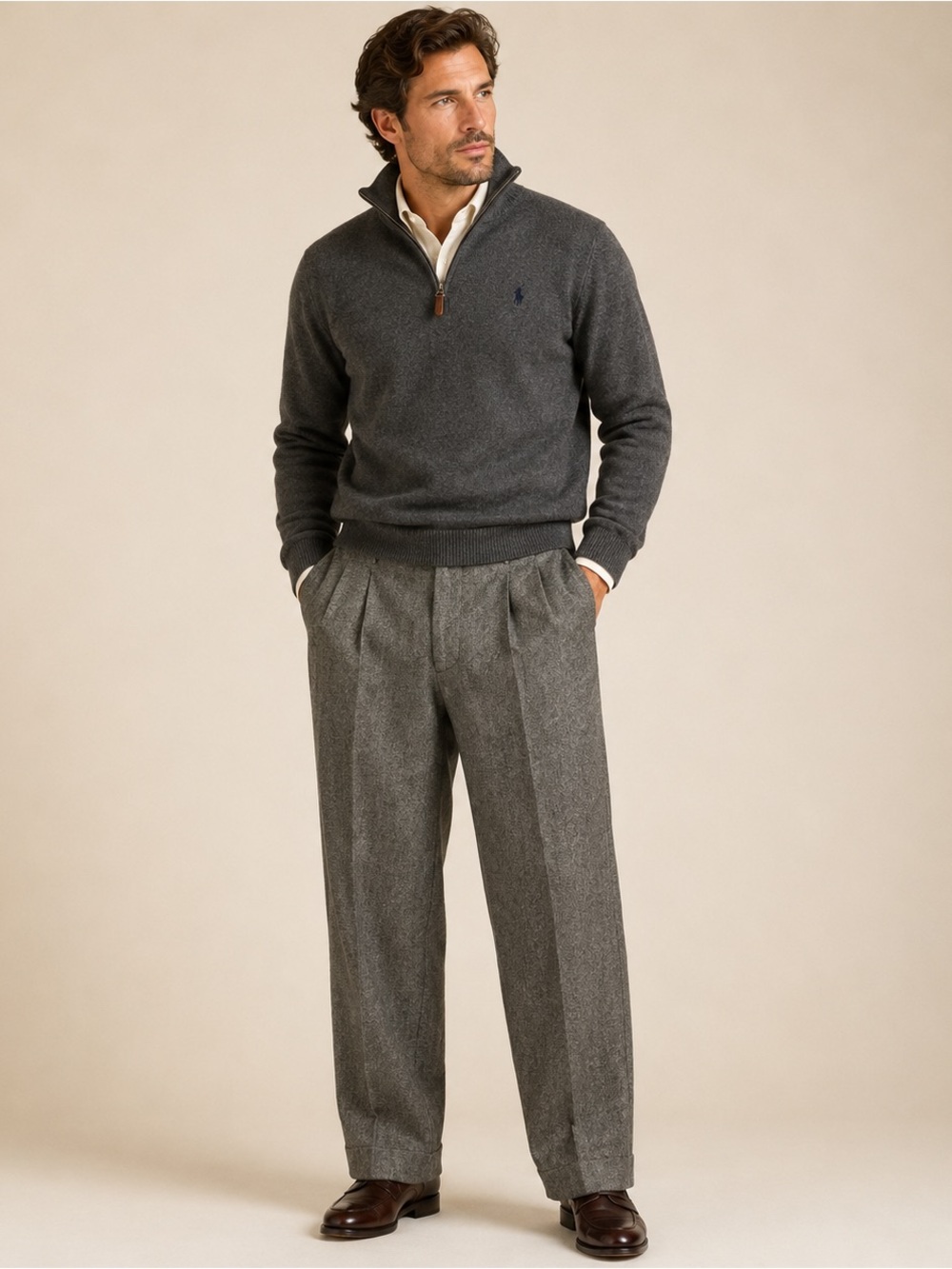 Dunhill Lennox Gray Wool Cashmere Pleated Dress Pants Italy Men's 36x32 Luxury
